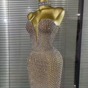 Diamond💎 Embellished Strapless Evening Dress